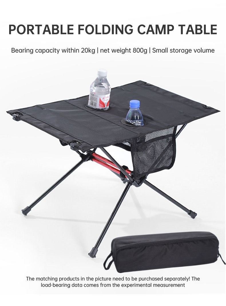 Table pliante ultra légère pour camping en plein air, camping-car, barbecue portable, pique-nique, trou pour tasse, sac pour téléphone portable, petite table