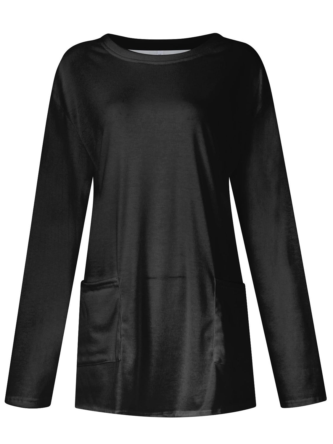 T-shirt à manches longues et col rond avec poches
