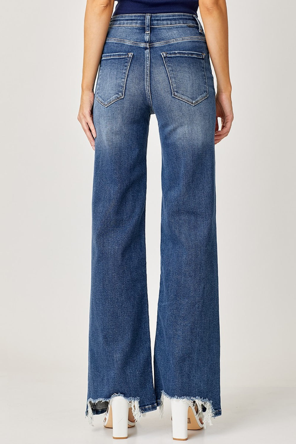 Jean large taille haute à ourlet effiloché Risen
