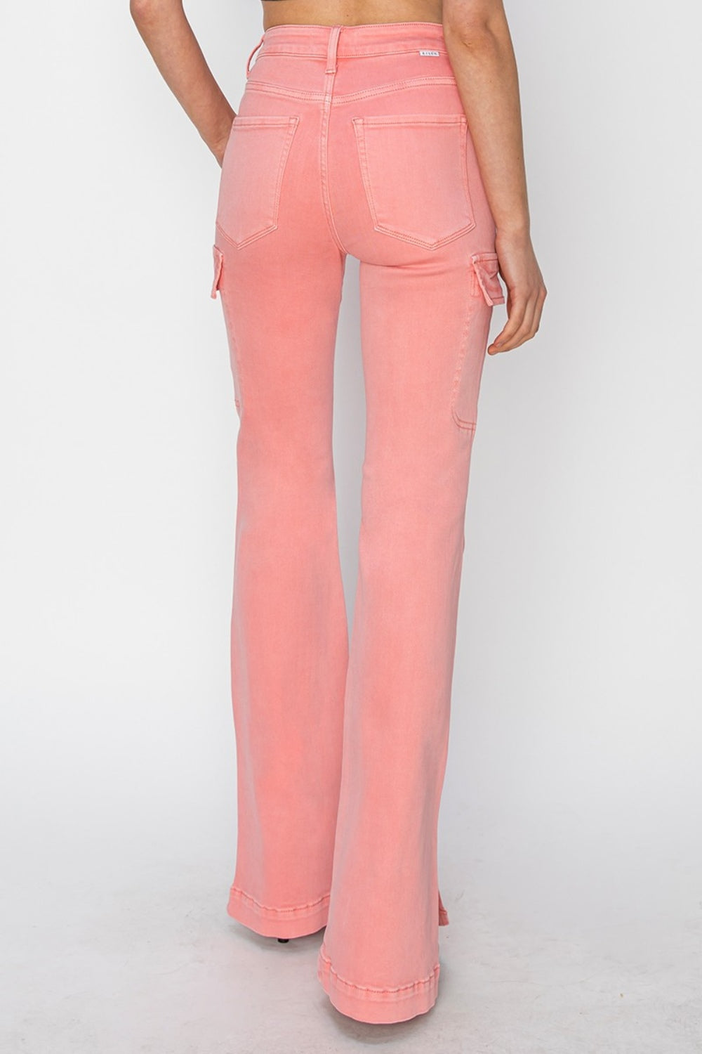 Jean bootcut cargo taille haute RISEN à fentes latérales