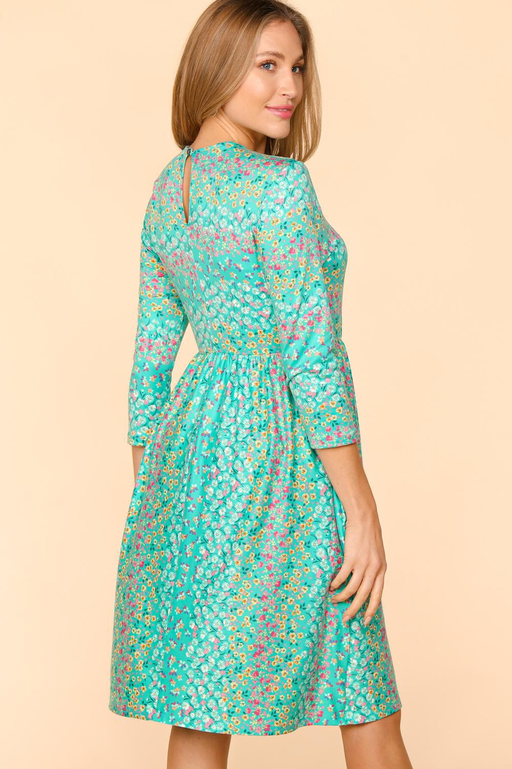 Robe fleurie à col rond et poches Haptics