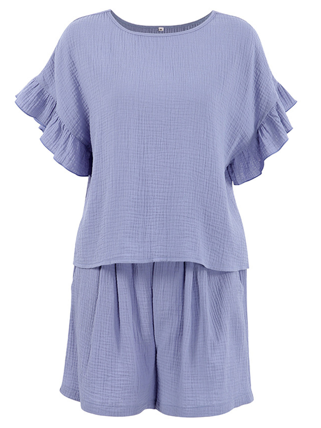 Ensemble haut à col rond et short à volants