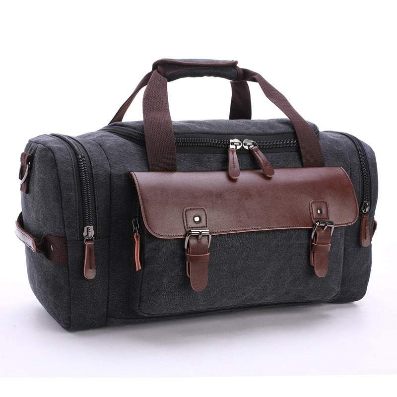 Sac fourre-tout décontracté vintage de grande capacité, sac de voyage en cuir synthétique et toile