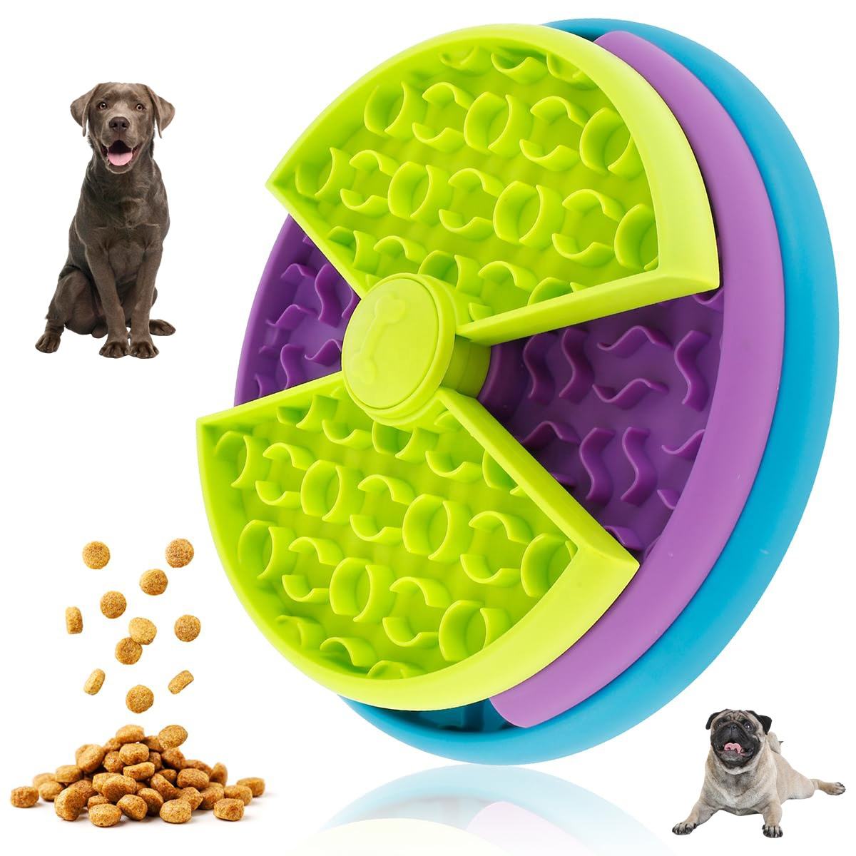 Gamelle anti-étouffement pour chat et chien, gamelle à alimentation lente, gamelle à puzzle, plateau de jeu rotatif pour animaux de compagnie en bonne santé