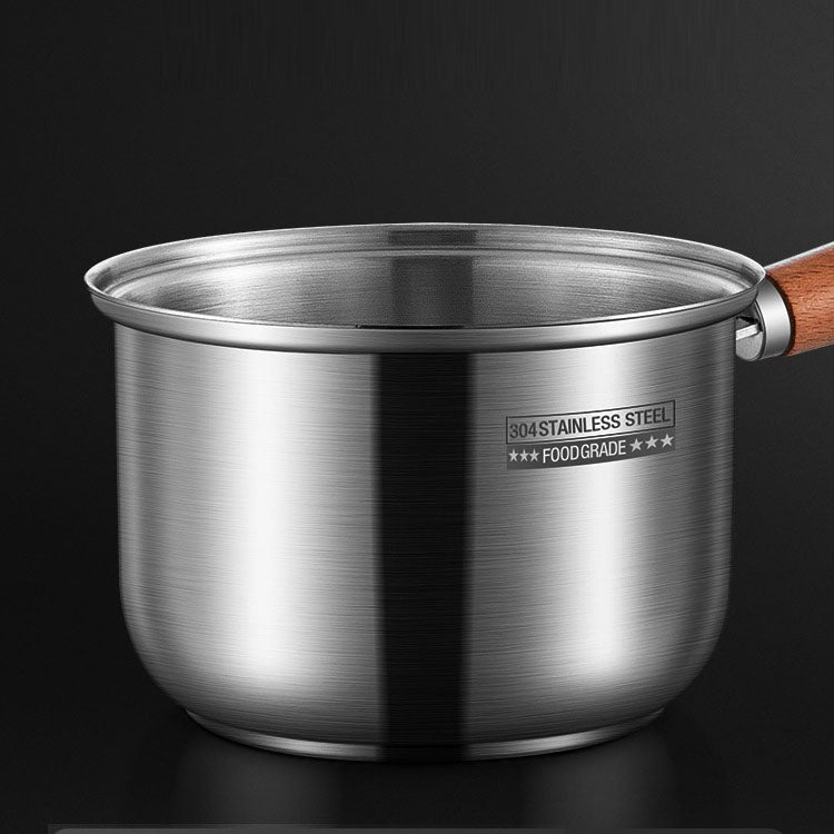 Pot à lait en acier inoxydable 304, pot à nouilles instantanées, petit pot à soupe avec poignée en bois pour dortoir, pot à lait chauffant pour bébé