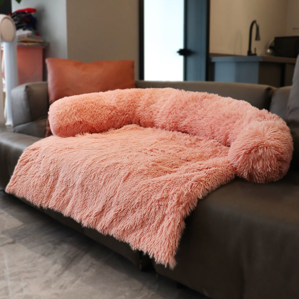 Grand canapé-lit d'hiver pour chien avec fermeture éclair, housse amovible, niche en peluche, tapis pour chat, canapé-lit pour grand chien