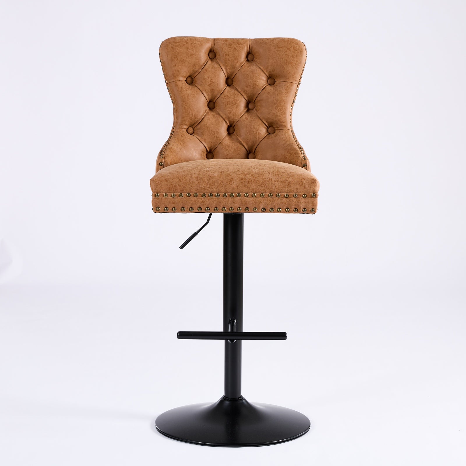 Tabouret de bar rotatif vintage en PU, hauteur d'assise réglable de 25 à 33 pouces, tabouret de bar moderne (orange, ensemble de 2 pièces)