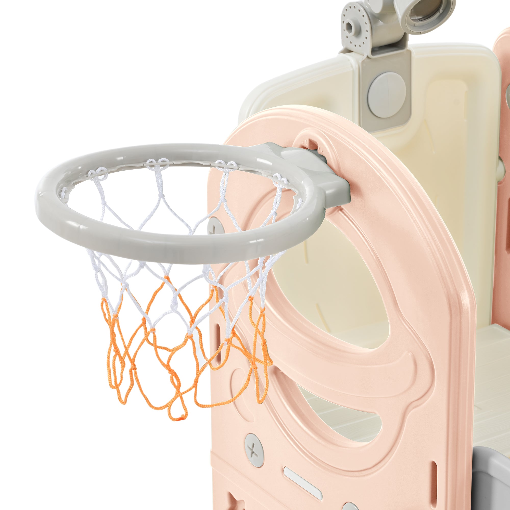 Structure de jeu pour enfants 7 en 1, vaisseau spatial autonome avec toboggan, tunnel en arche rose et gris + PEHD