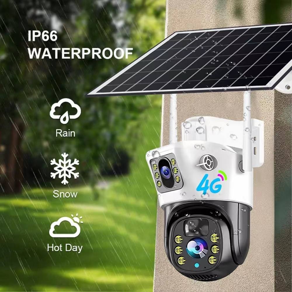V380PRO 4G Solar Camera 4MP Dual Lens Home Security Camera With Solar Panel
