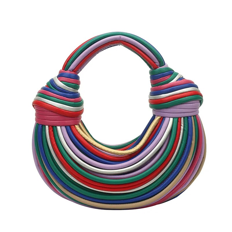 Sac à main de luxe en forme de nouilles arc-en-ciel colorées pour femme, fourre-tout, pochette, sac de soirée, sac fourre-tout ...