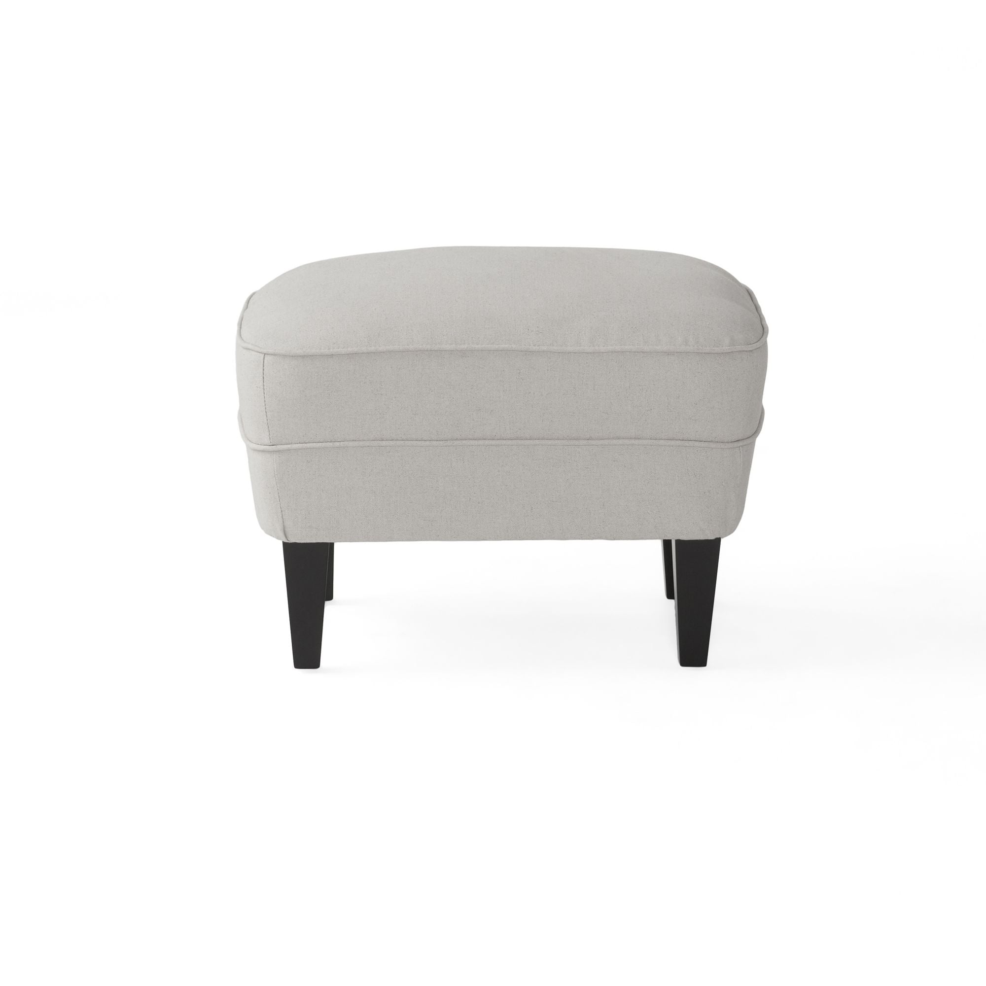 Ensemble de fauteuil club et ottoman en tissu gris clair moderne, fauteuil rembourré élégant, associé à un style ottoman