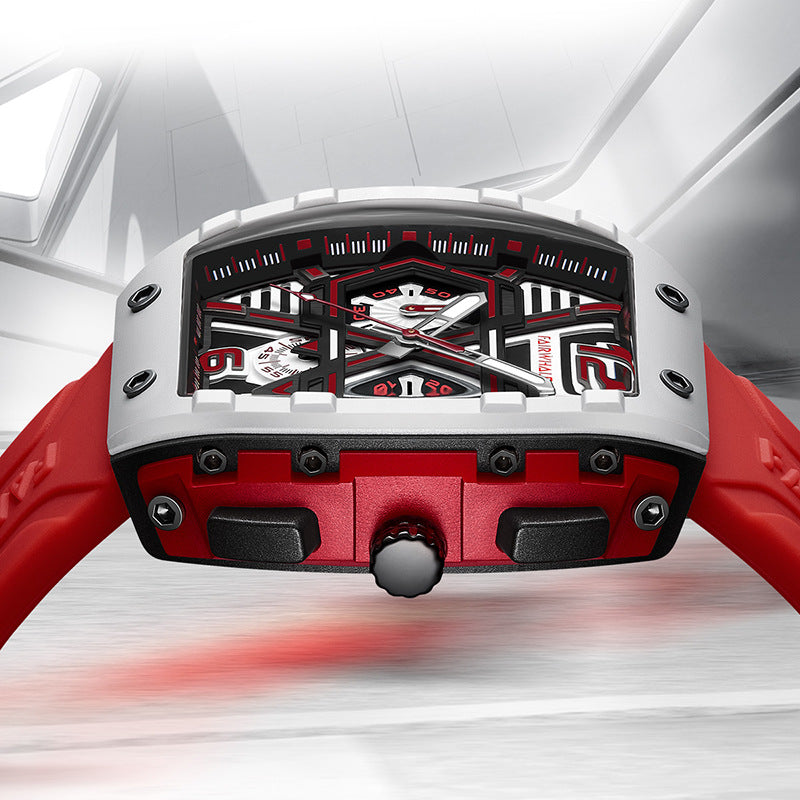 Montre-bracelet à quartz multifonctionnelle pour homme, cool, à trois yeux, vibrante, explosive et décontractée