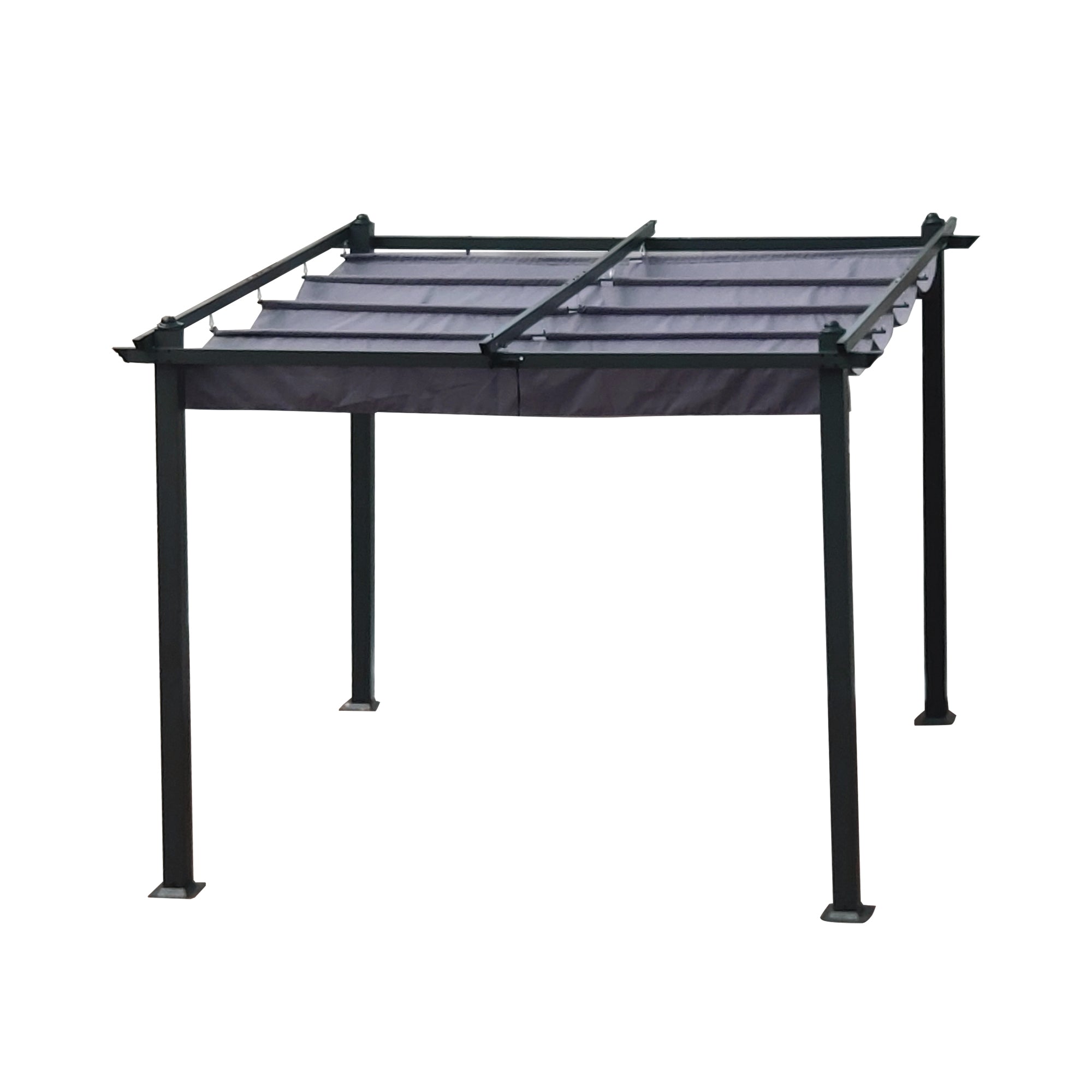 Pergola rétractable d'extérieur de 10 x 10 pieds avec auvent et abri solaire pour jardins, terrasses et arrière-cour, grise