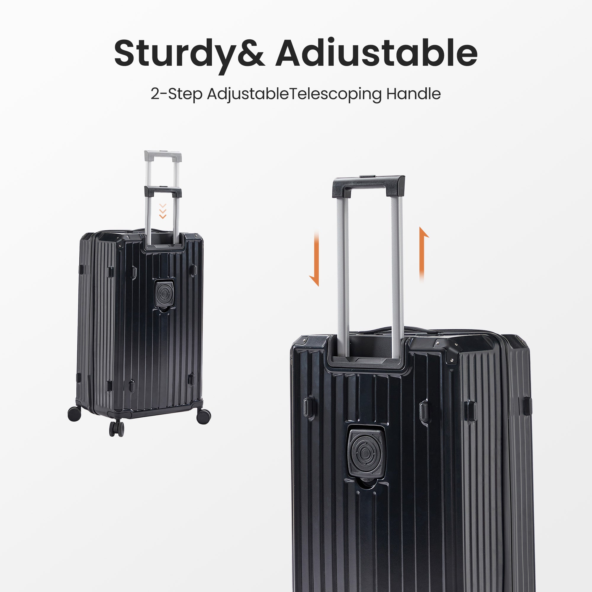 Ensemble de 4 valises (20"/24"/29"/sac de voyage), valises légères et résistantes en PC et ABS avec porte-gobelet pliable, serrure TSA, noir