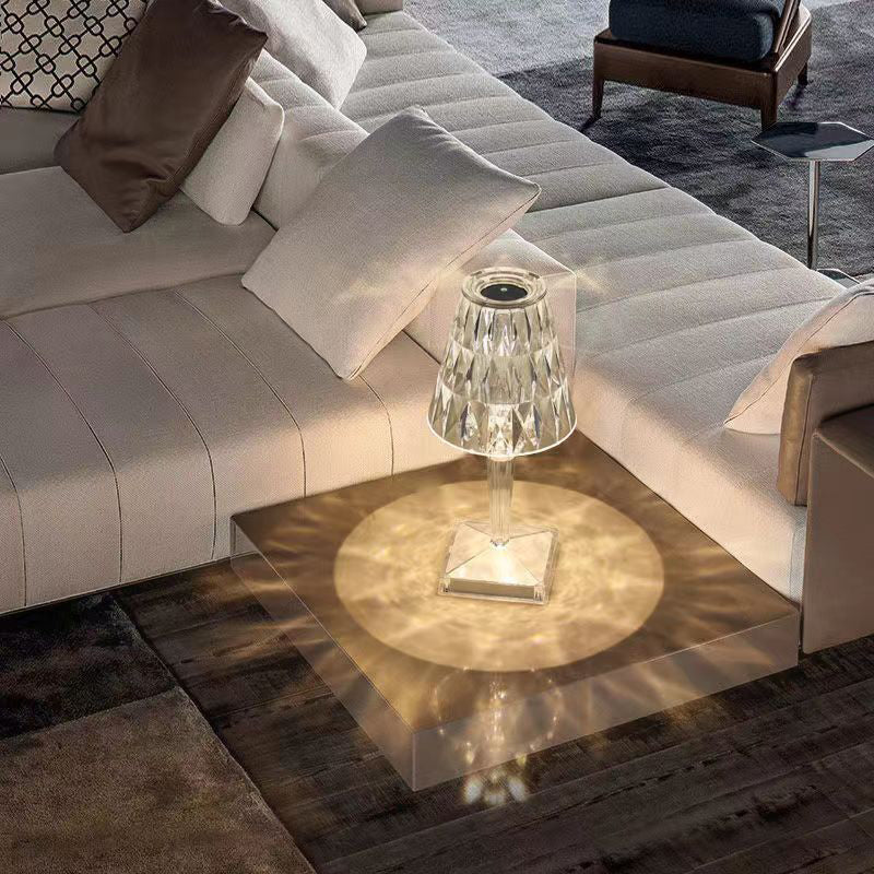 Lampe de bureau créative USB en cristal de diamant, rechargeable, tactile et haut de gamme