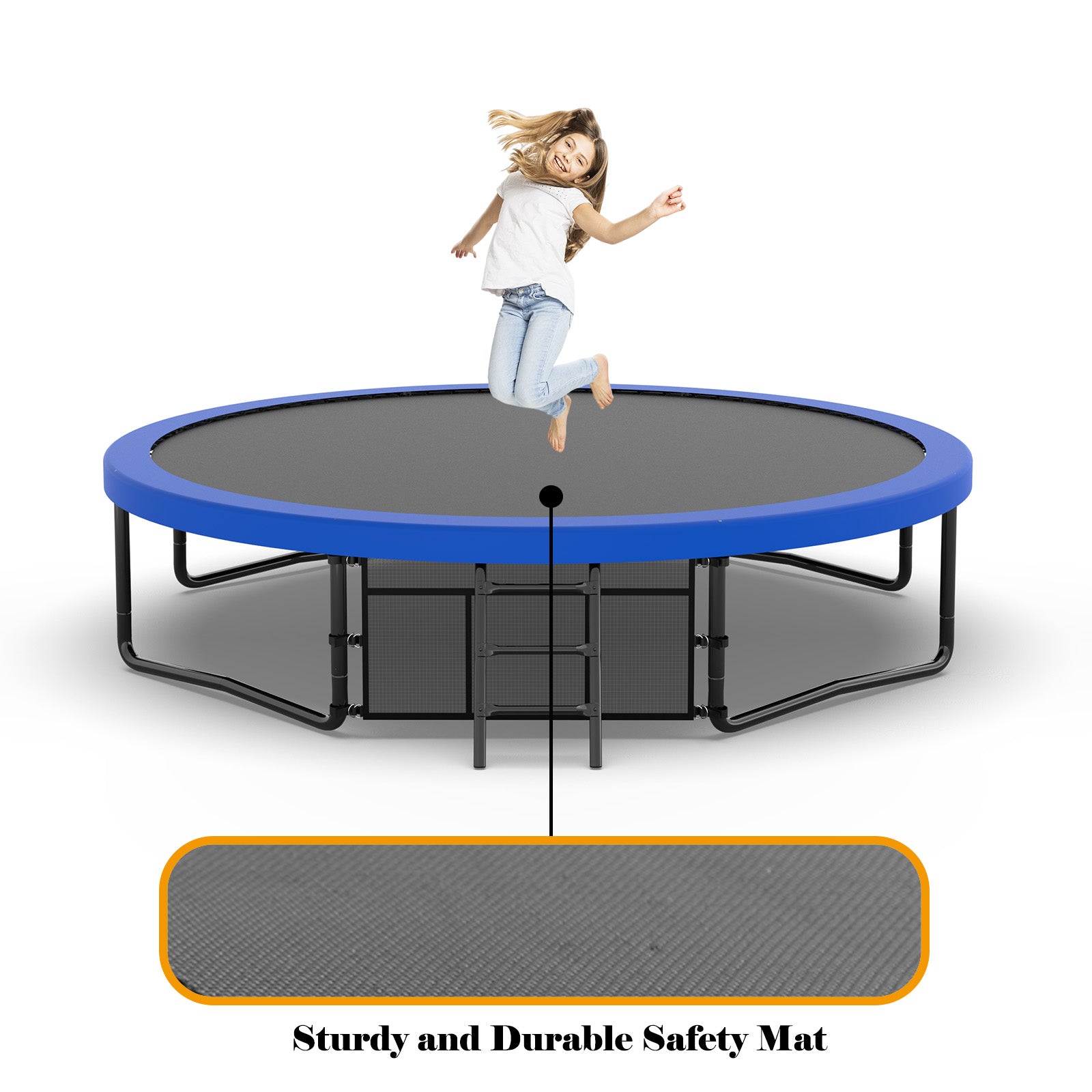 Trampoline de divertissement de 14 pieds avec clôture - échelle et revêtement antirouille, trampoline d'extérieur pour enfants approuvé ASTM