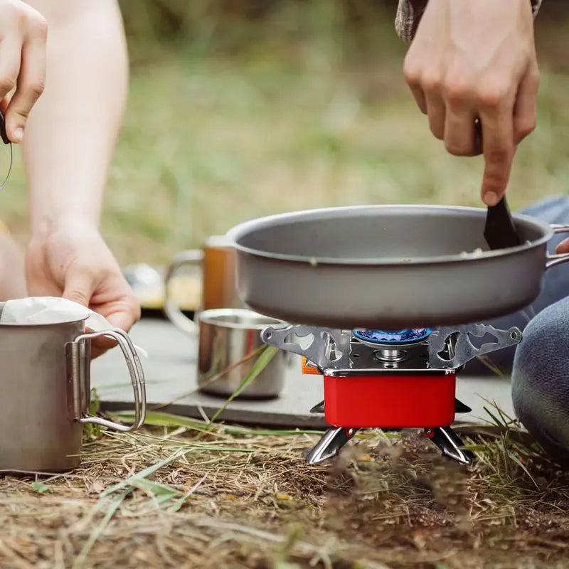 Réchaud à gaz portable pliable et coupe-vent pour camping, randonnée, pique-nique