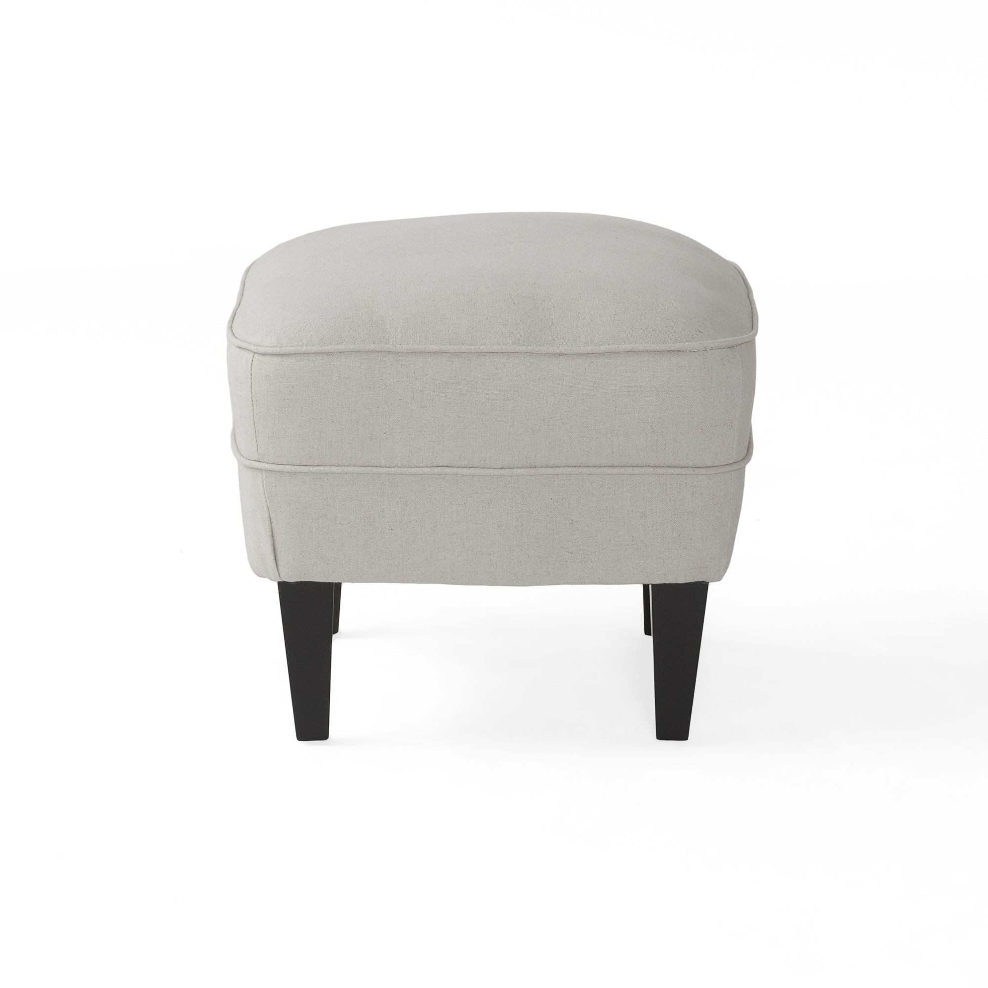 Ensemble de fauteuil club et ottoman en tissu gris clair moderne, fauteuil rembourré élégant, associé à un style ottoman