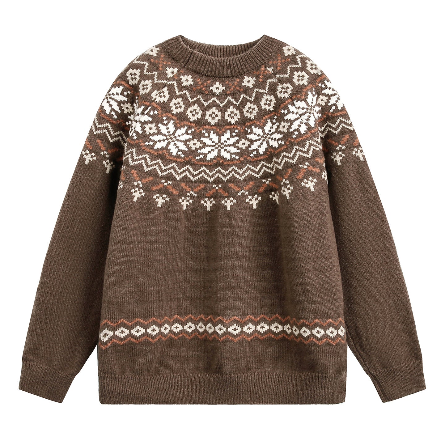 Ethnic style round neck sweater for men