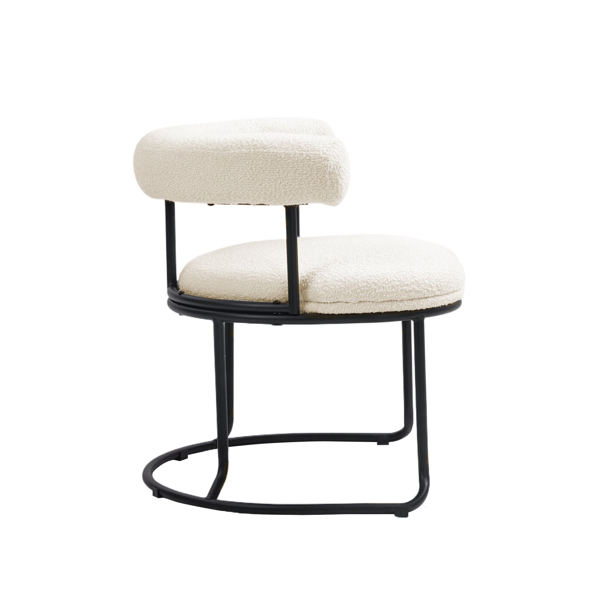 Ensemble de deux chaises de salle à manger COOLCOOL Boucle, chaise médiévale moderne à dossier incurvé, coussin rond (Boucle beige)