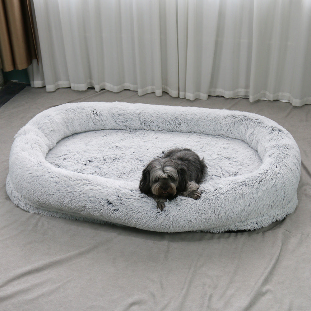 Niche pour chien, chaude en hiver, amovible et lavable, grand tapis en éponge, matelas de couchage pour animaux de compagnie