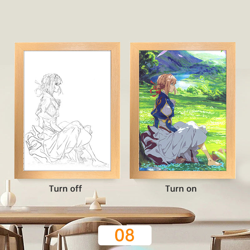 Lampe de lune à LED avec peinture lumineuse animée Kyojuro Rengoku Kimetsu Demon Slayer, cadre photo pour décoration murale de chambre, cadeaux Hoom Deco No Yaiba