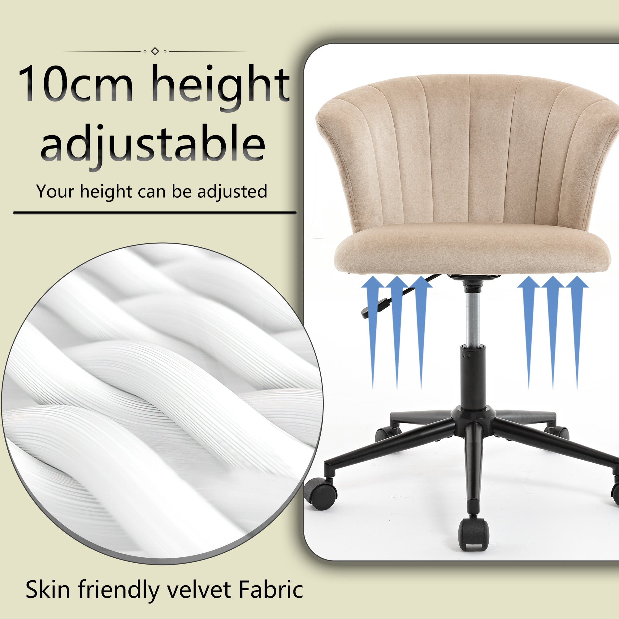 Chaise de bureau pivotante en velours en forme de fleur pour la maison, le bureau ou la chambre à coucher
