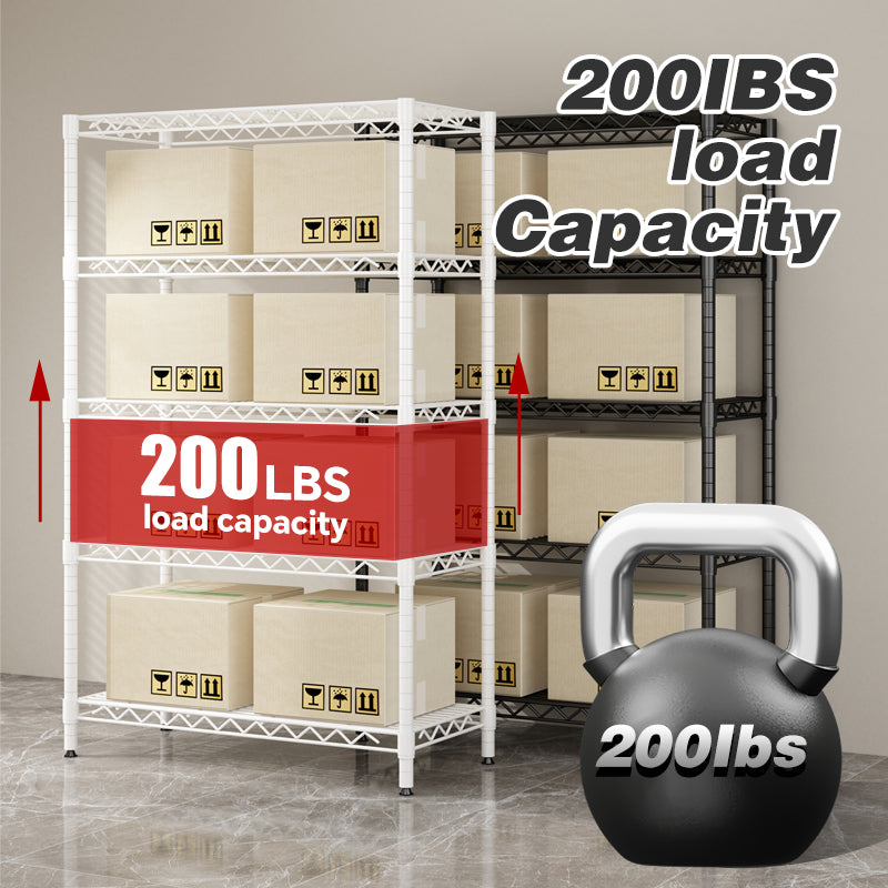 Étagère de rangement réglable en métal à cadre métallique, unité de rangement verticale (blanc, 42L x 18l x 71H)