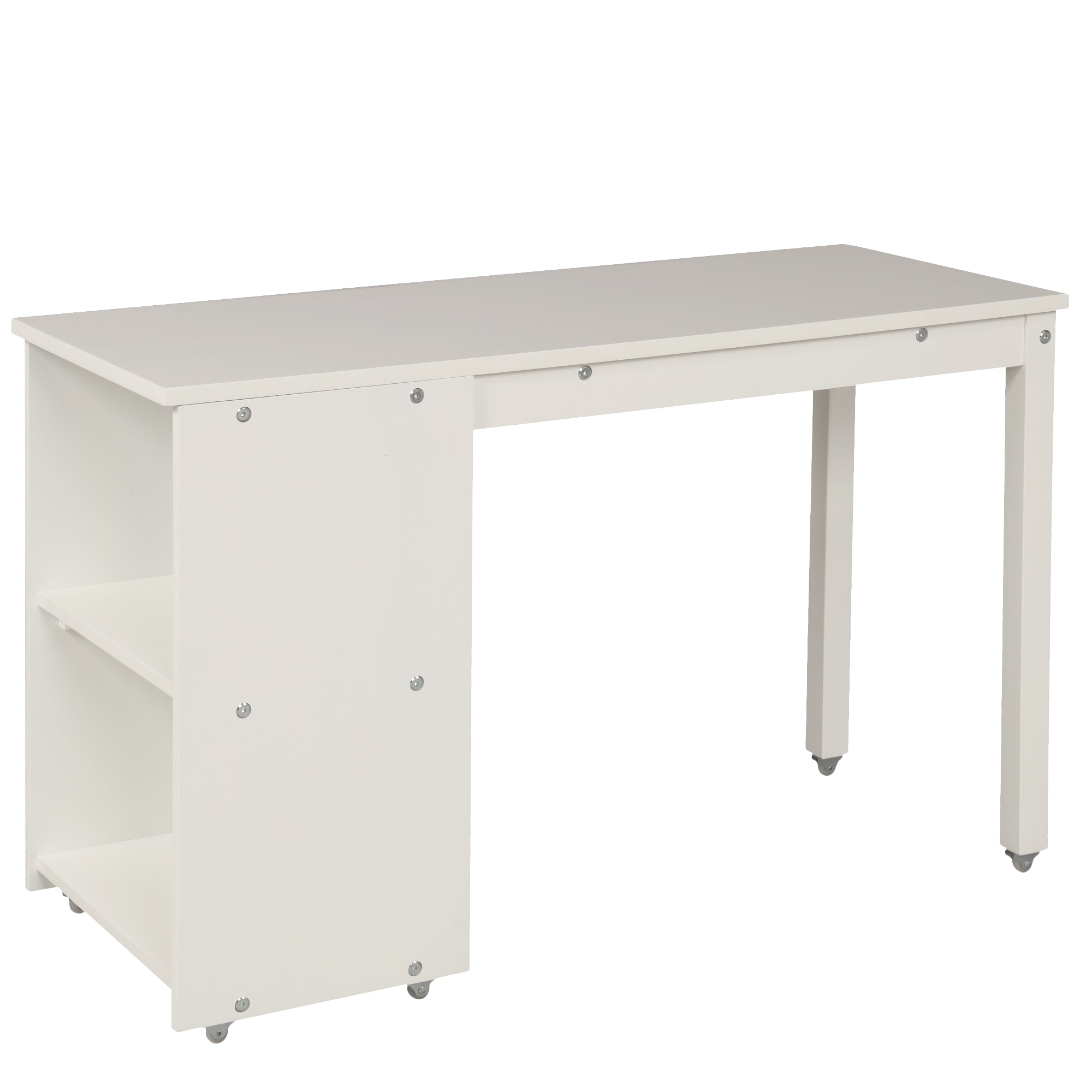 Lit mezzanine simple avec armoire et bureau roulant portable - Blanc (ANCIEN SKU : LP000113AAK)