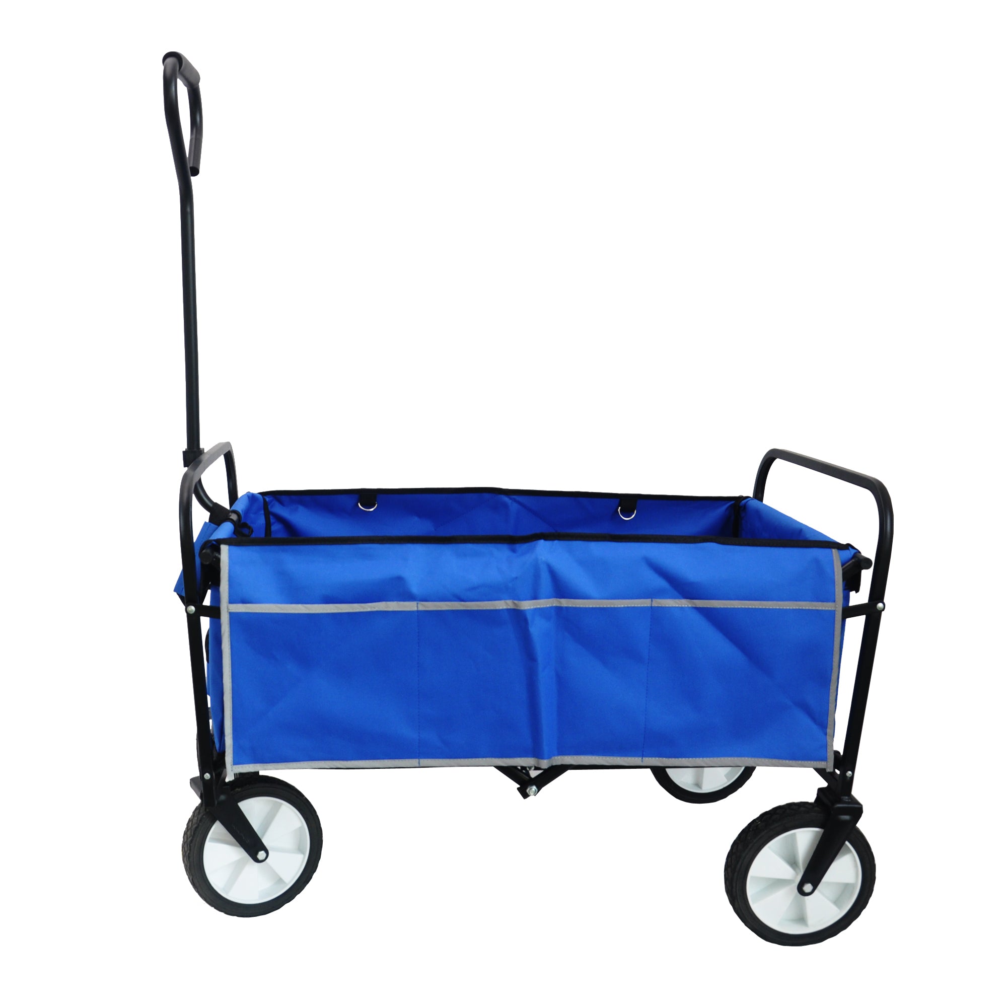 Folding Wagon Garden Shopping Beach Cart (Blue)