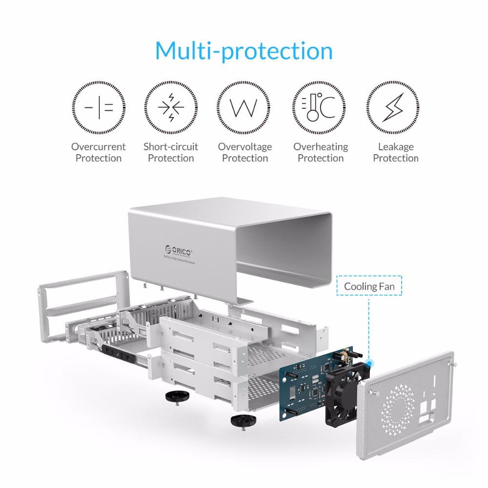 ORICO 3.5 2bay HDD Case box 16 TB Aluminum SATA2.0 USB 3.0 & eSATA HDD External Docking Station box RAID Function HDD Enclosure