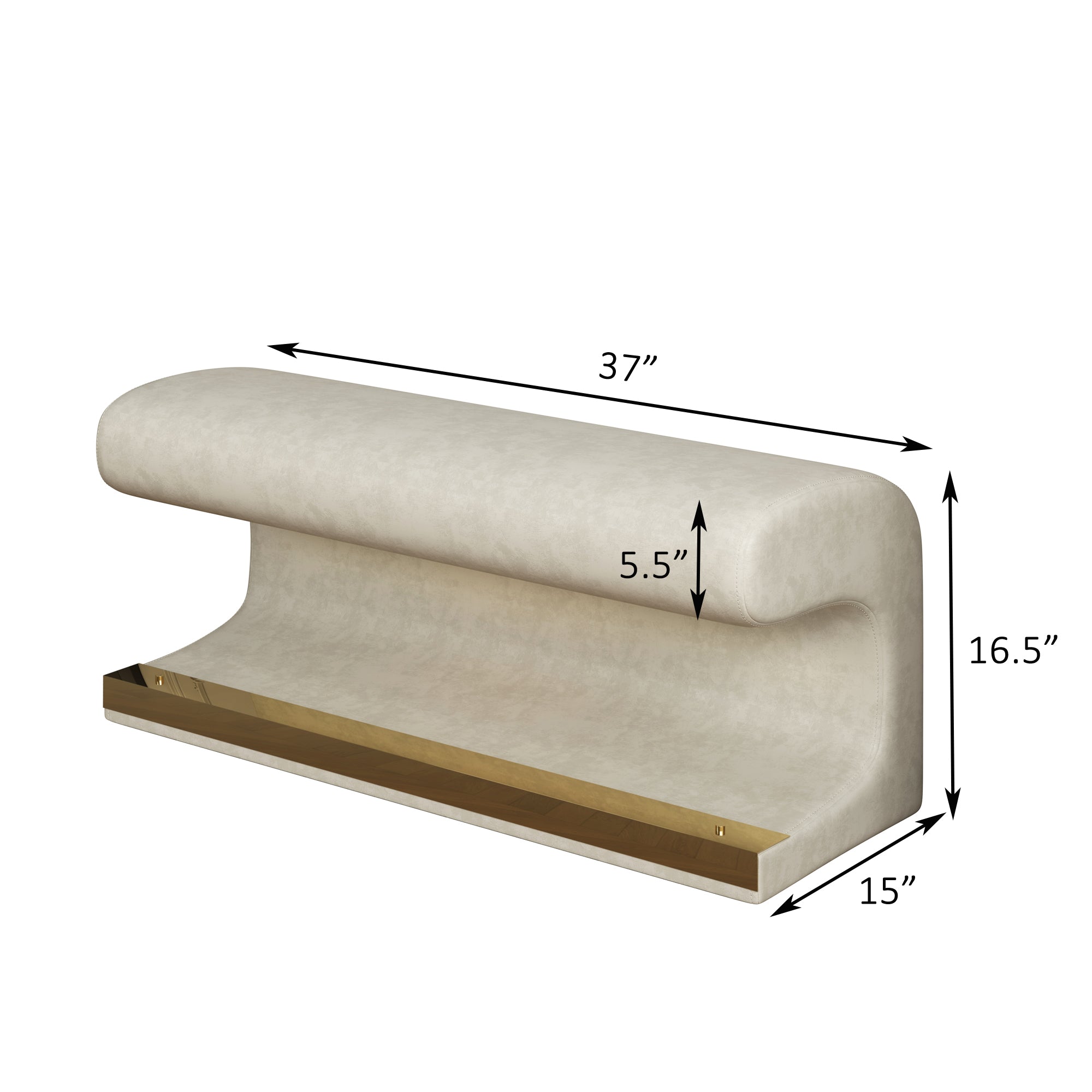 Banc d'entrée ottoman rembourré en cuir avec lumière à capteur LED pour salon, chambre, bout de lit, beige