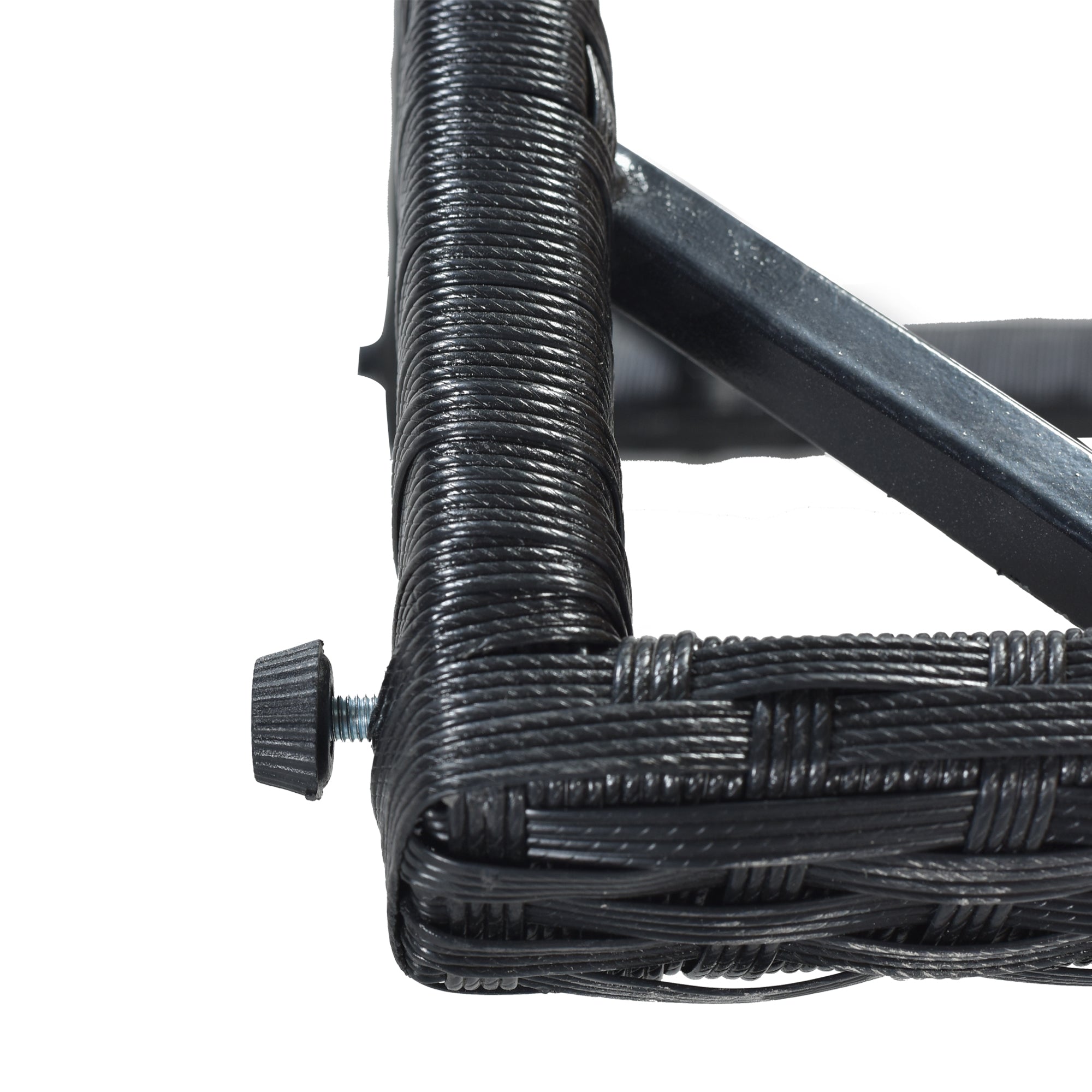 Ensemble de salle à manger TOPMAX Patio en osier PE toutes saisons avec plateau en bois pour 8 personnes, rotin noir et coussin beige (9 pièces)