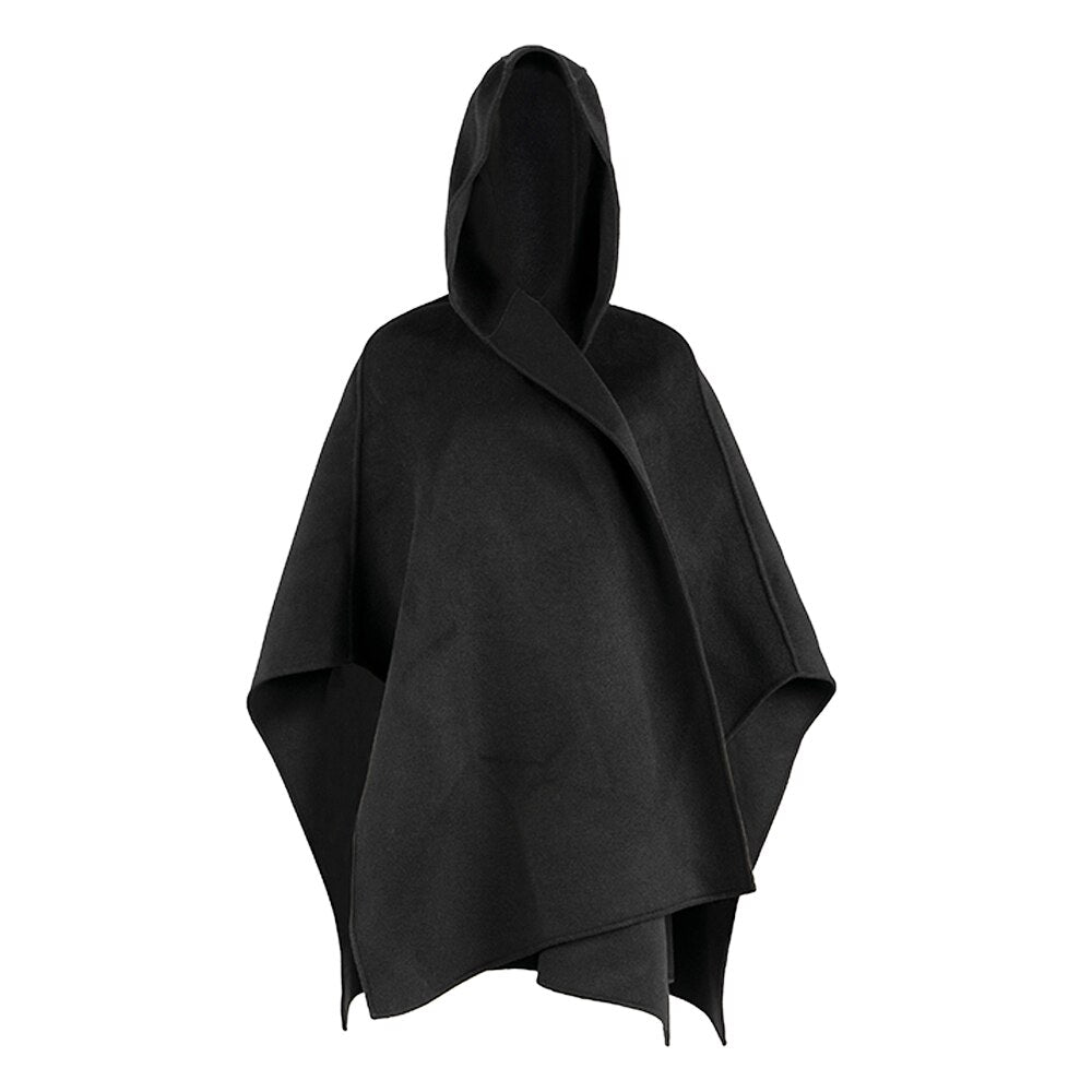 Poncho en laine au design original et personnalisé, idéal pour la photographie de rue, nouveau manteau court à capuche pour femme en automne et en hiver
