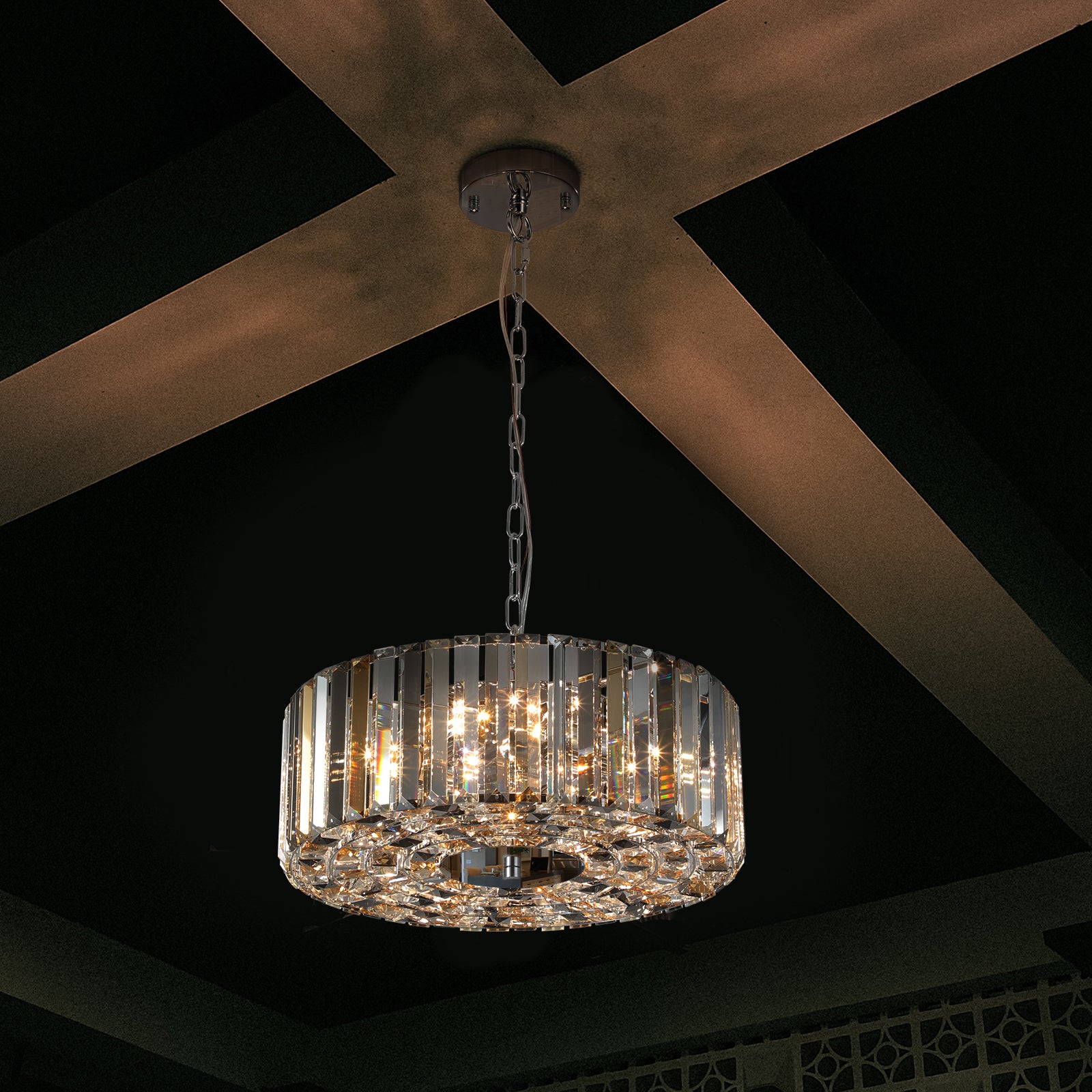Lustre en cristal moderne pour salon, lampe ronde en cristal, luminaire décoratif de luxe pour la maison