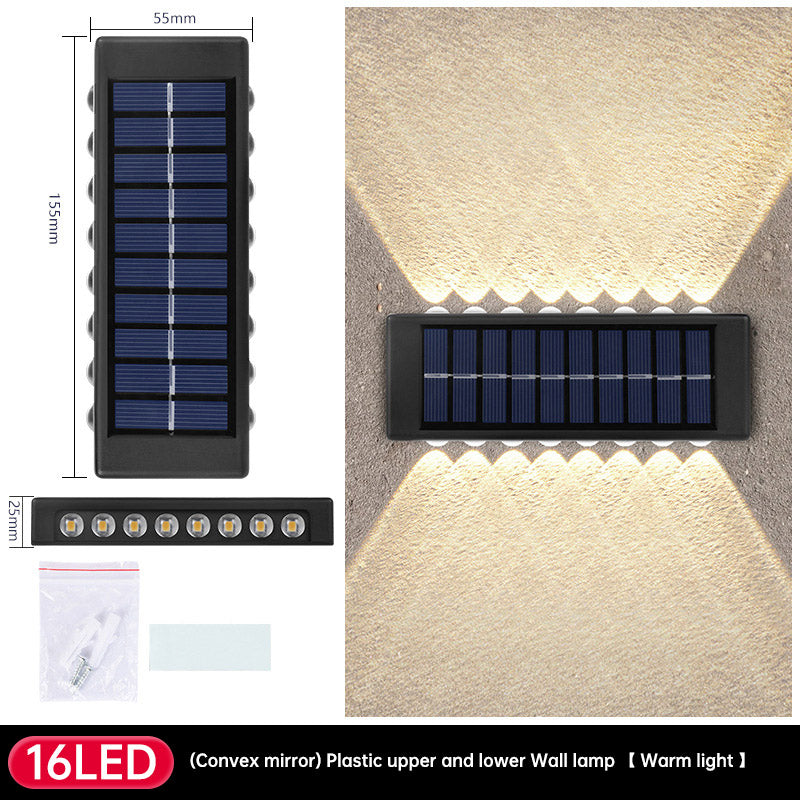 Solar Dual Head Wall Lamp, Outdoor Courtyard Lamp, Waterproof, Outdoor Upper and Lower Emitting Wall Courtyard Lamp