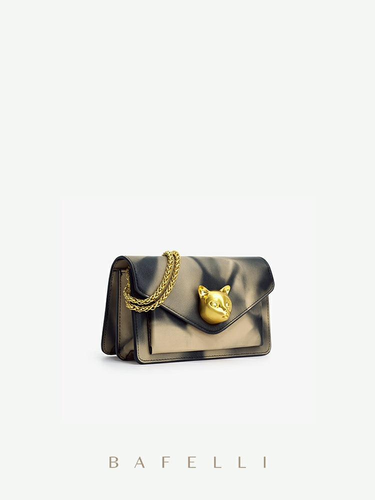 Sac de créateur original pour femmes, nouveau sac tête de chat, niche, sac léger de luxe en cuir pour femmes, sac messager à chaîne tendance