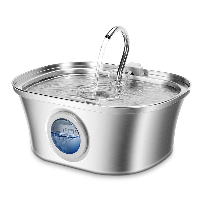 Fontaine à eau pour chat 3,2 L avec fenêtre de niveau d'eau, fontaine à eau automatique en acier inoxydable pour animaux de compagnie, distributeur d'eau pour chien, USB durable