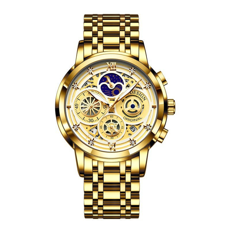 Montre à quartz pour homme, squelette, nouveau concept, étanche, multifonctionnelle