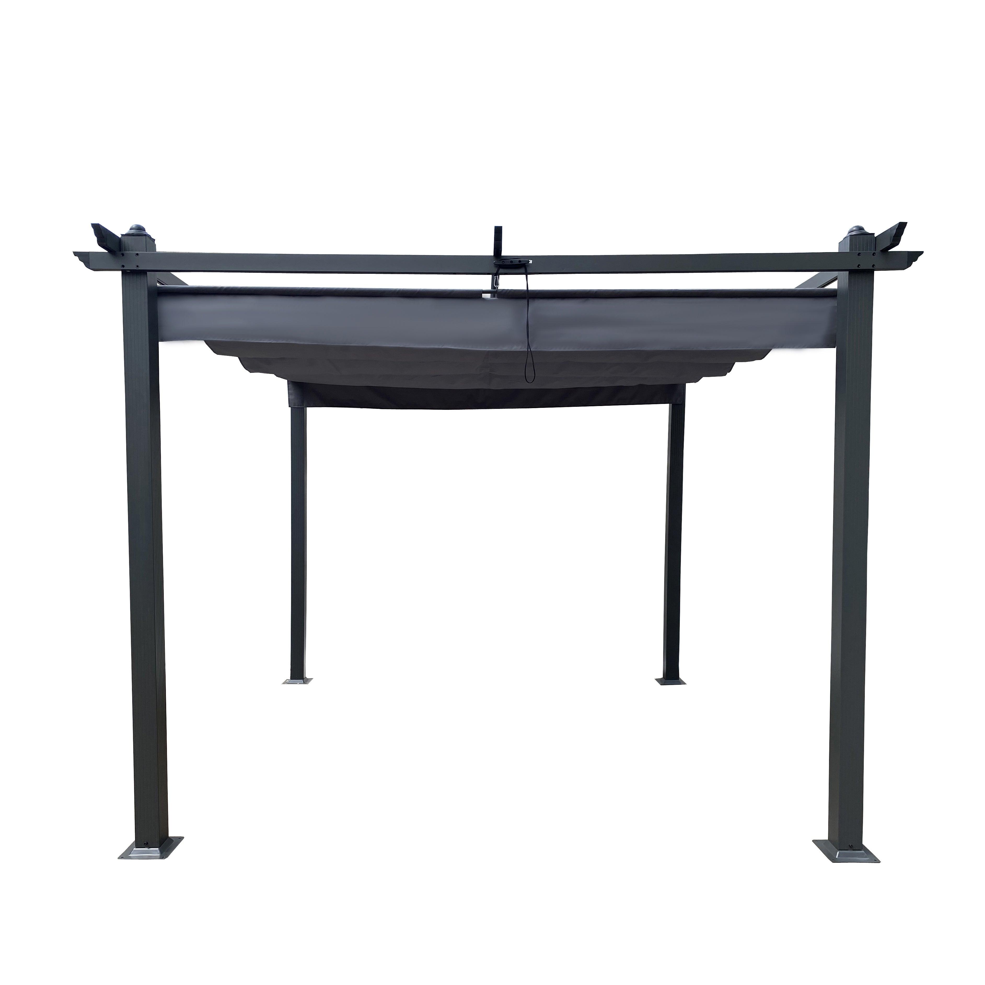 Pergola rétractable d'extérieur de 10 x 10 pieds avec auvent et abri solaire pour jardins, terrasses et arrière-cour, grise