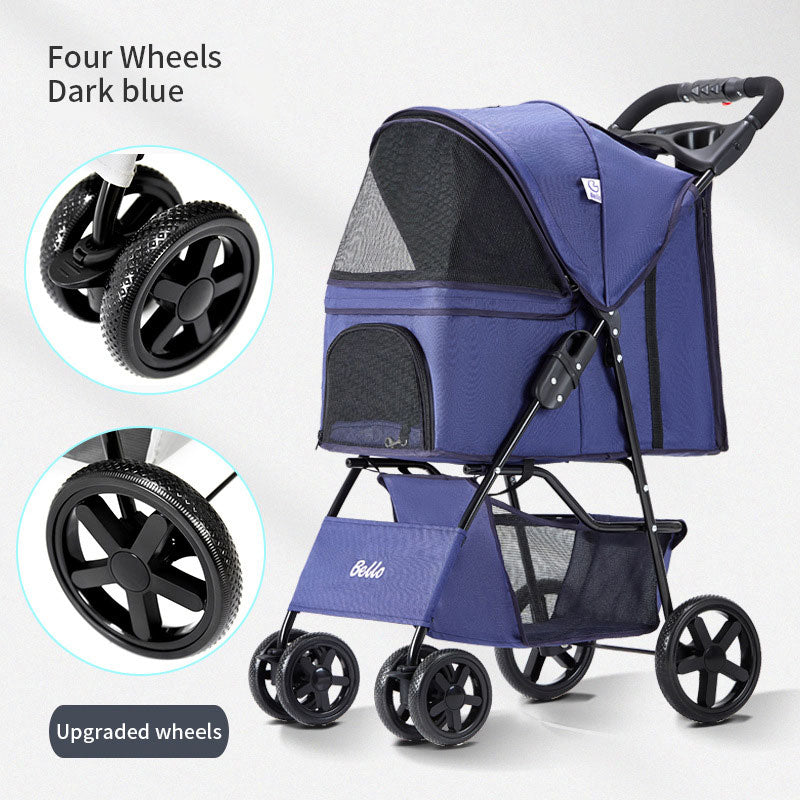 Chariot d'été léger pliable pour animaux de compagnie, chariot de voyage à quatre roues pour chiens