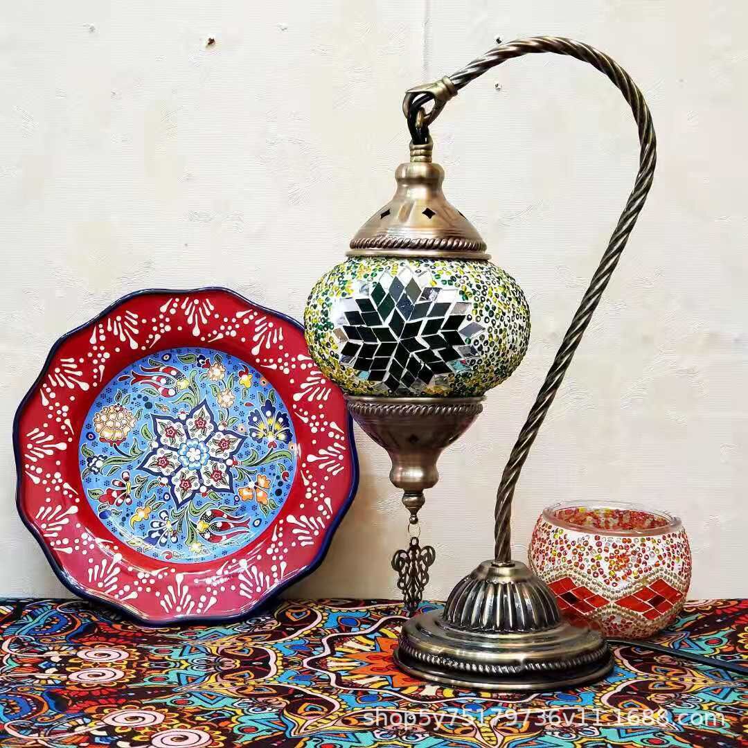 Table de chevet en mosaïque rétro marocaine exotique, coiffeuse Little Swan Cafe, table basse, lampe décorative