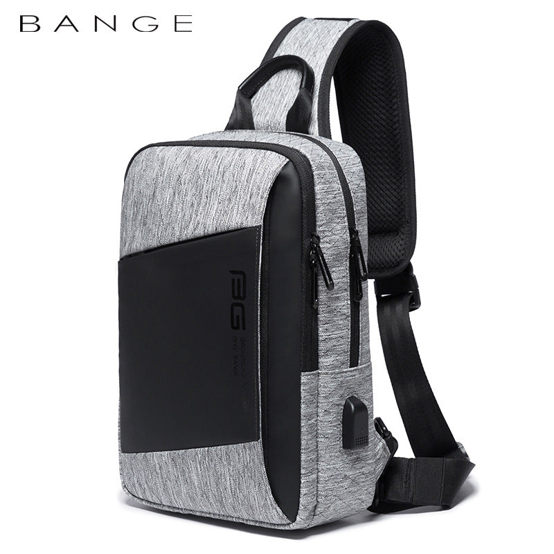 BANGE New Fashion All-Match Outdoor Sports Technology USB Casual Shoulder Men's Business Chest Bag
