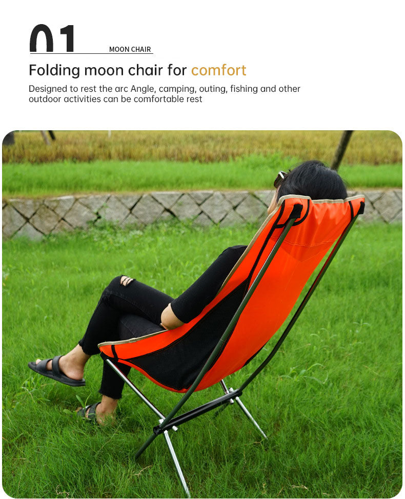 Chaise pliante d'extérieur rehaussée, chaise de lune portable, chaise de camping, de pêche, de loisirs, de plage, chaise arrière