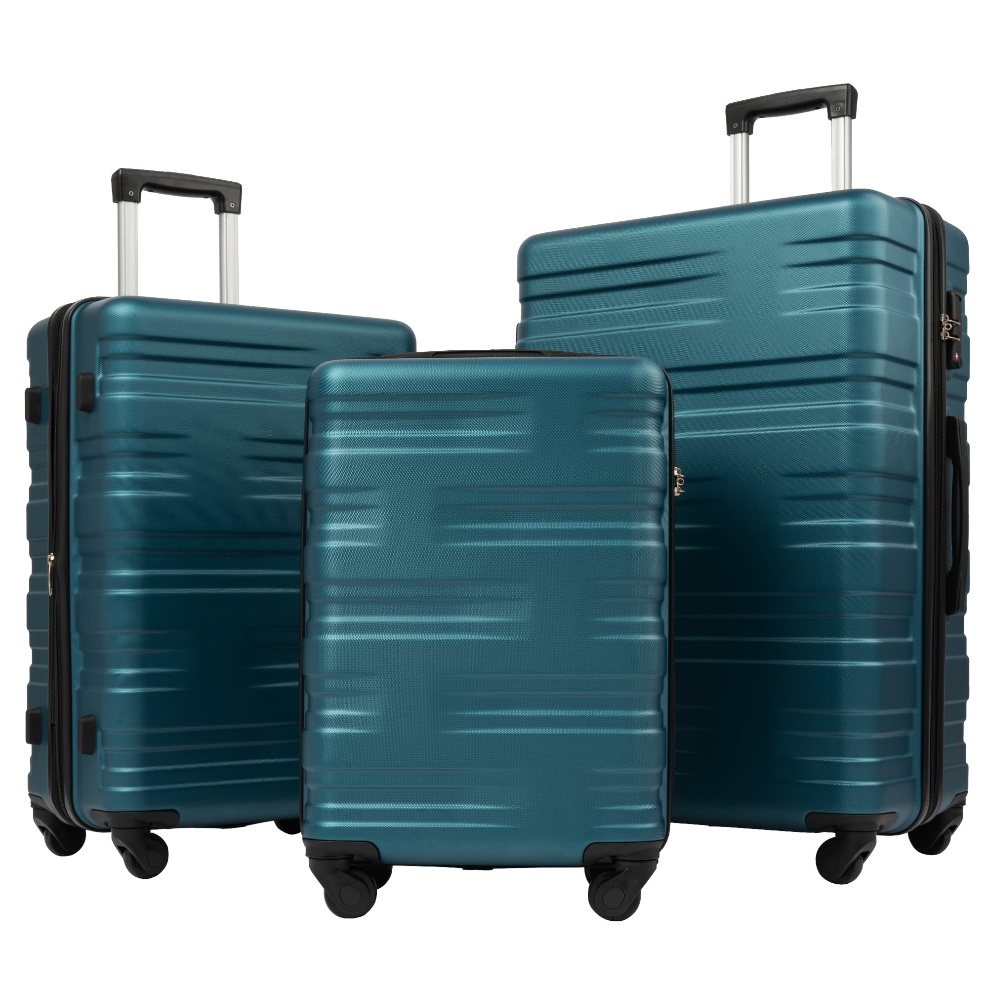 Ensemble de 3 valises rigides à roulettes avec serrure TSA, légères, 50,8 cm, 61 cm, 71 cm, bleu marine + ABS