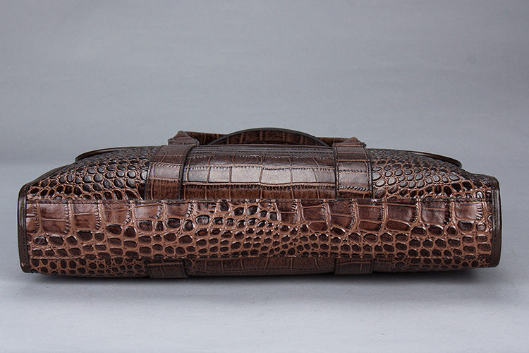 Sacoche pour ordinateur portable en cuir motif crocodile pour homme
