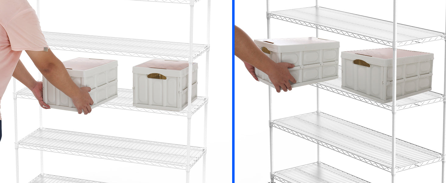 6 Tier Wire Shelving Unit 6000 LBS NSF Height Adjustable Metal Garage Storage Shelves with Wheels White