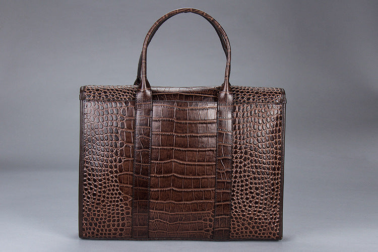 Sacoche pour ordinateur portable en cuir motif crocodile pour homme