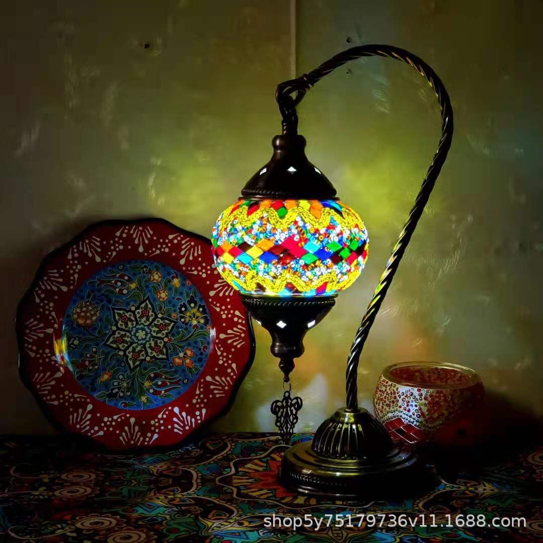 Table de chevet en mosaïque rétro marocaine exotique, coiffeuse Little Swan Cafe, table basse, lampe décorative