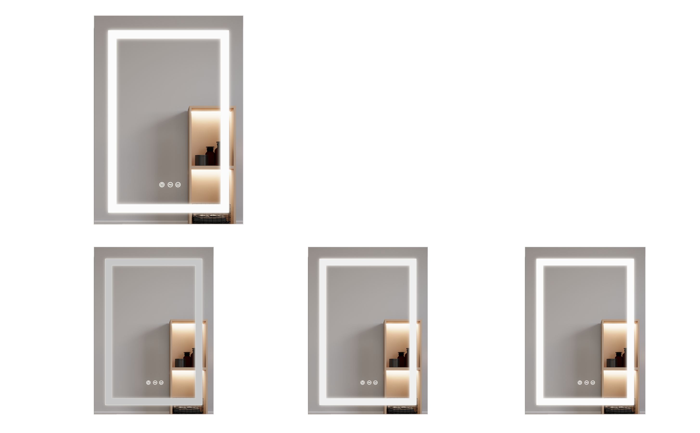 Armoire à pharmacie de salle de bain 26x20 pouces (porte gauche) avec miroir LED 3000K ~ 6000K éclairage à porte simple armoire de salle de bain avec interrupteur tactile réglable